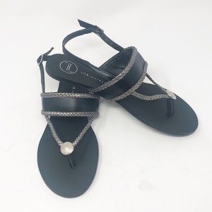 NEW LOB Footwear Black Leather Sandals-Size 7